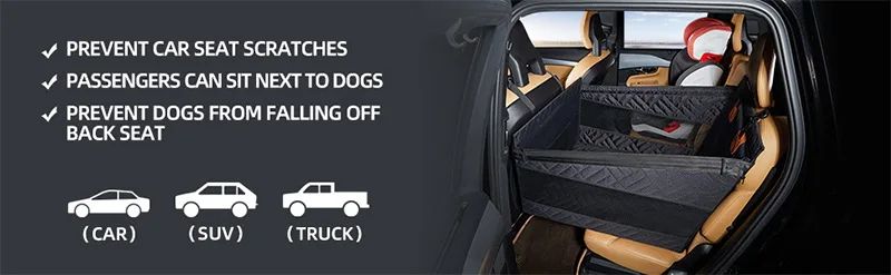 Cama Ninho para Carro para Pets, Extensor de Rede para Banco Traseiro de Cobertura Total para Carros, Impermeável e à Prova de Arranhões com Bolso de Malha para Cães de Todos os Tamanhos