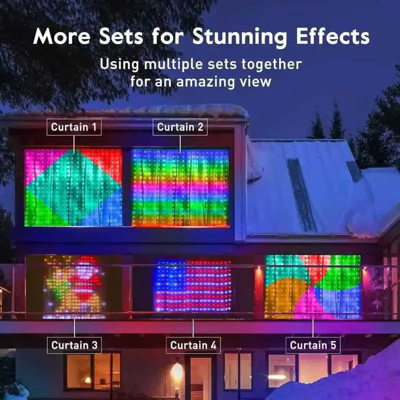 DC5V WS2812 Fairy Lights Curtain Led String RGBIC Led String Light Decor Dimmable Bluetooth APP Control for DIY Christmas Party