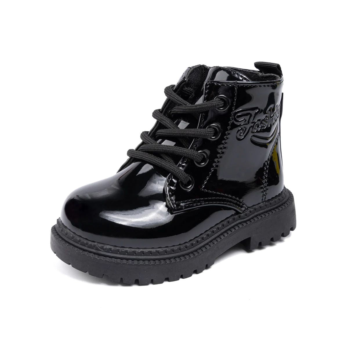 Autumn and Winter Children's Shoes Waterproof PU Leather Children's Boots Fashion Toddler Lace-up Zip High Boots Boys Girls