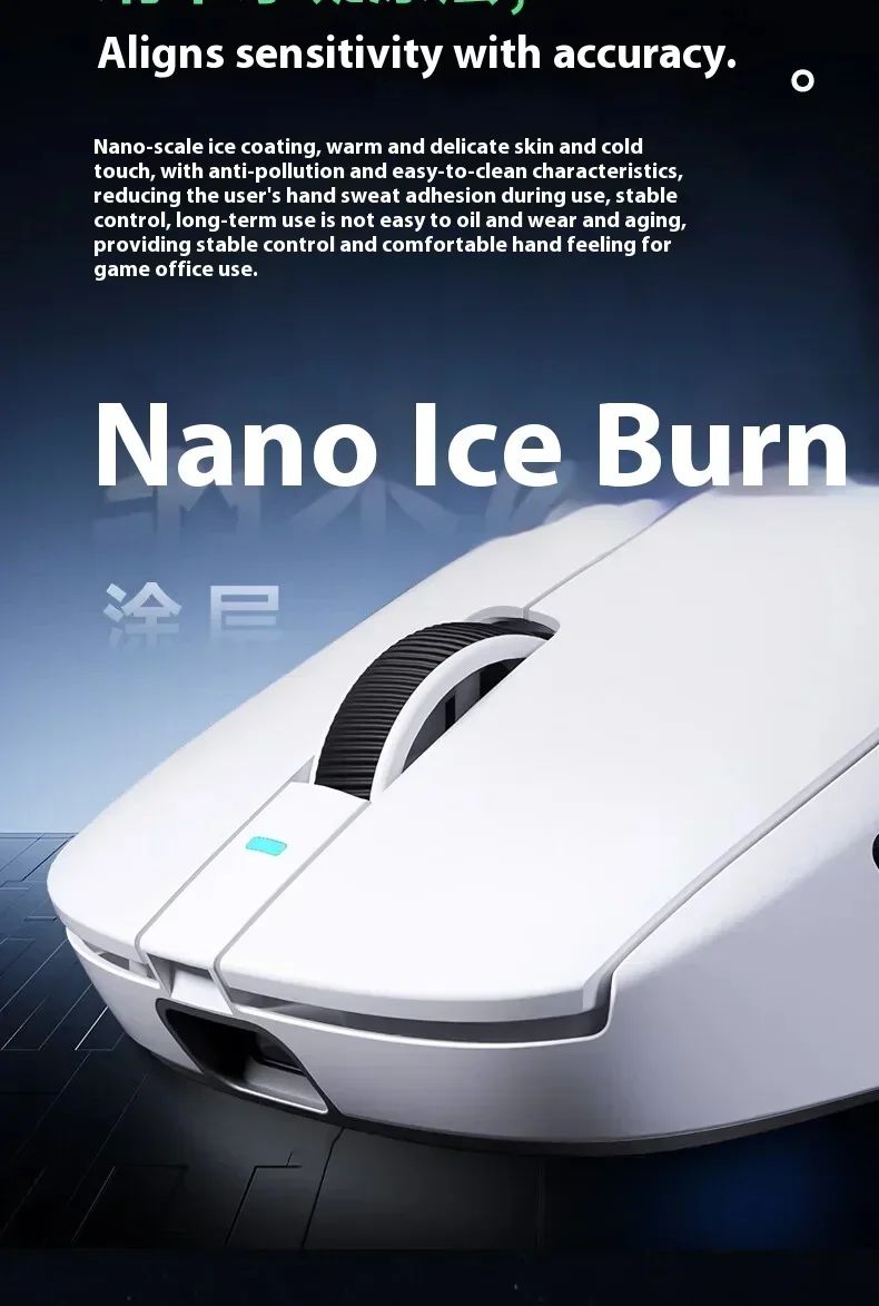 Mouse sem fio MCHOSE A7 Pro Ultra Tri-Mode para jogos E-sports PAW3950 Leve 42000dpi 8K Baixa Latência Ergonômico 500mAh