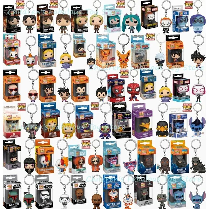 Chaveiros Funko POP 2025 Dragon Ball Star Wars Homem Aranha Attack on Titan Levi Boneco STITCH Rick Kurama Todoroki