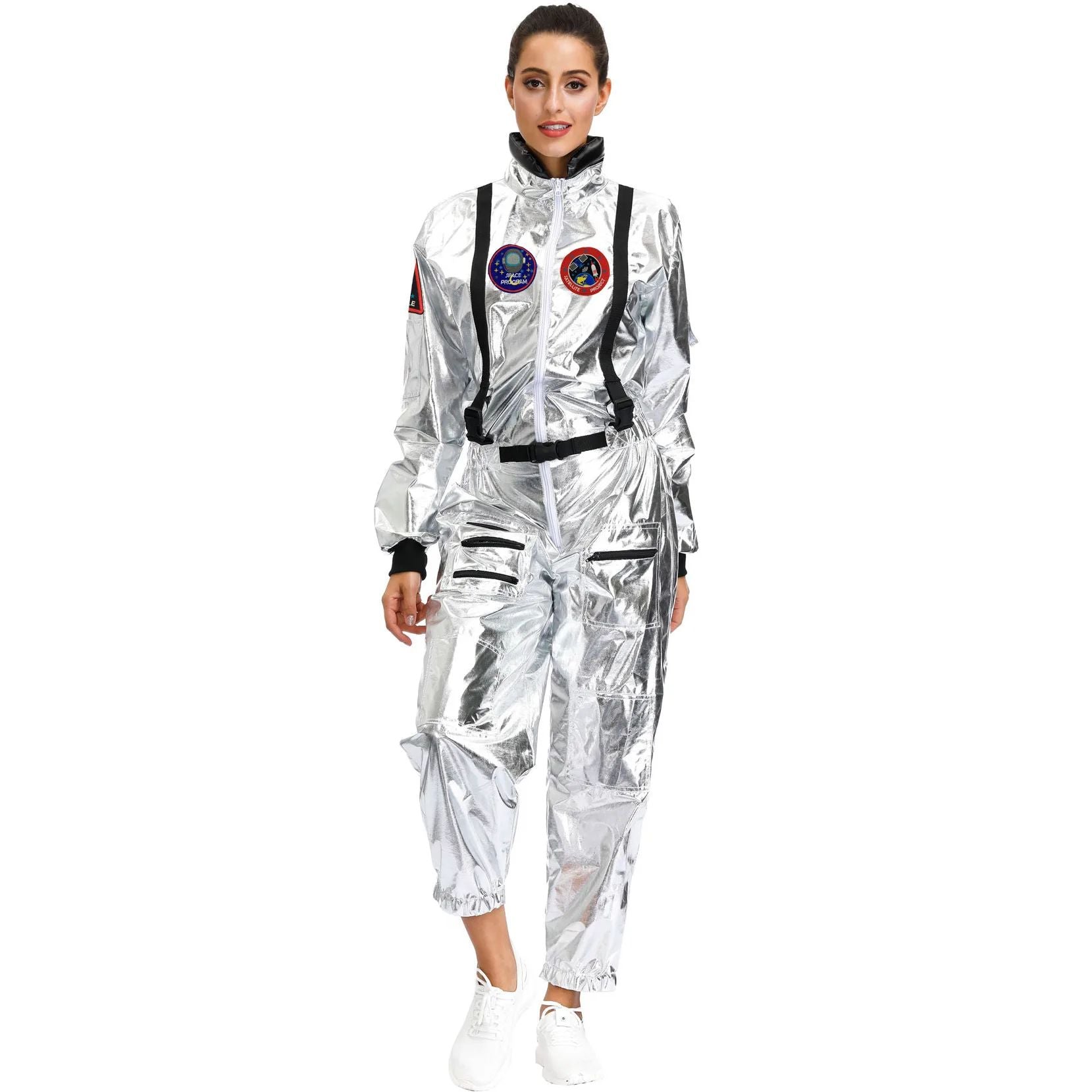 Astronaut Costume Spacesuit Silver Spaceman Men Women Space Suit Halloween Christmas Performance Spacesuit Costume Party Gift