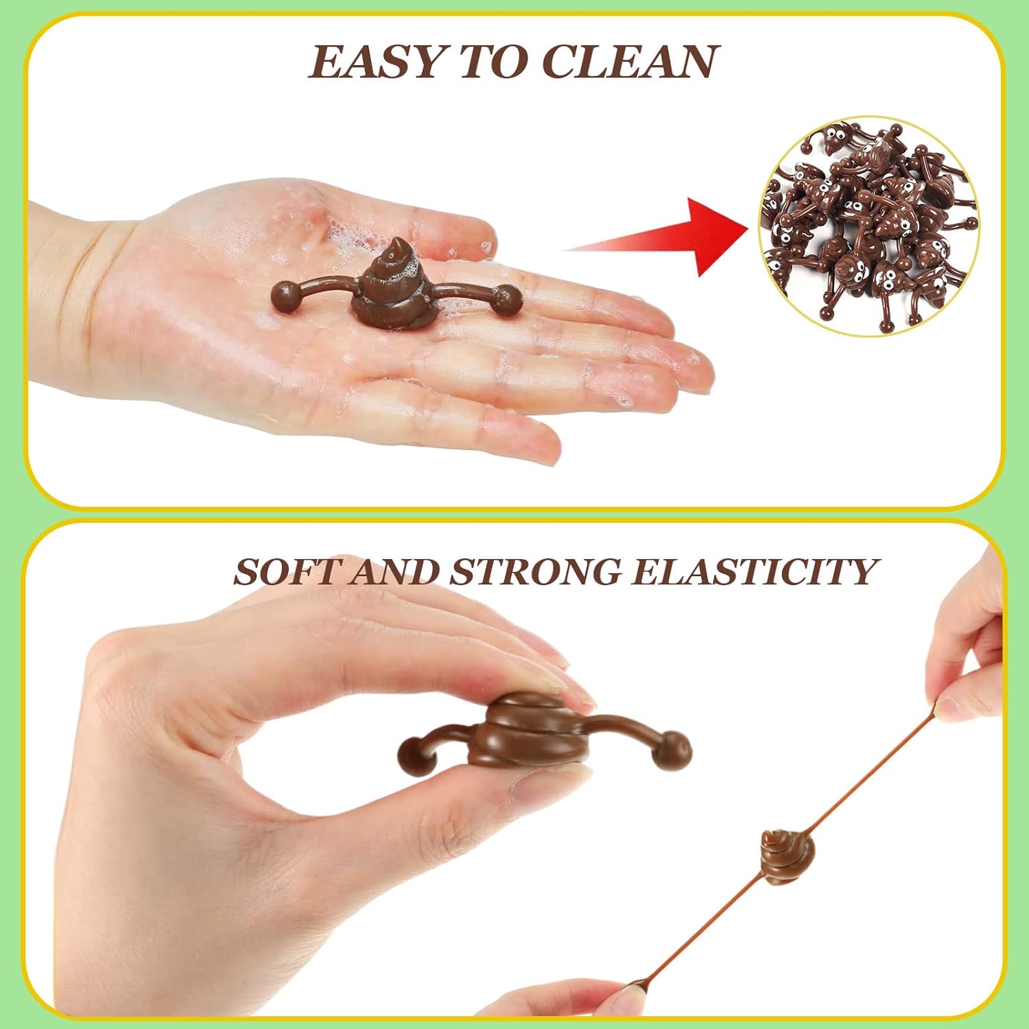 12pcs Poop Slingshot Toy Mini Rubber Slingshot Flying Poop Toys Smiling Stretchy Toy Stress Relief Toy Gift for Kids Adult Party