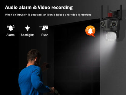 12MP Three Screen WIFI IP Camera Outdoor Three Lens PTZ Cam Ai Human Detection Waterproof Wireless CCTV Video Security Cameras