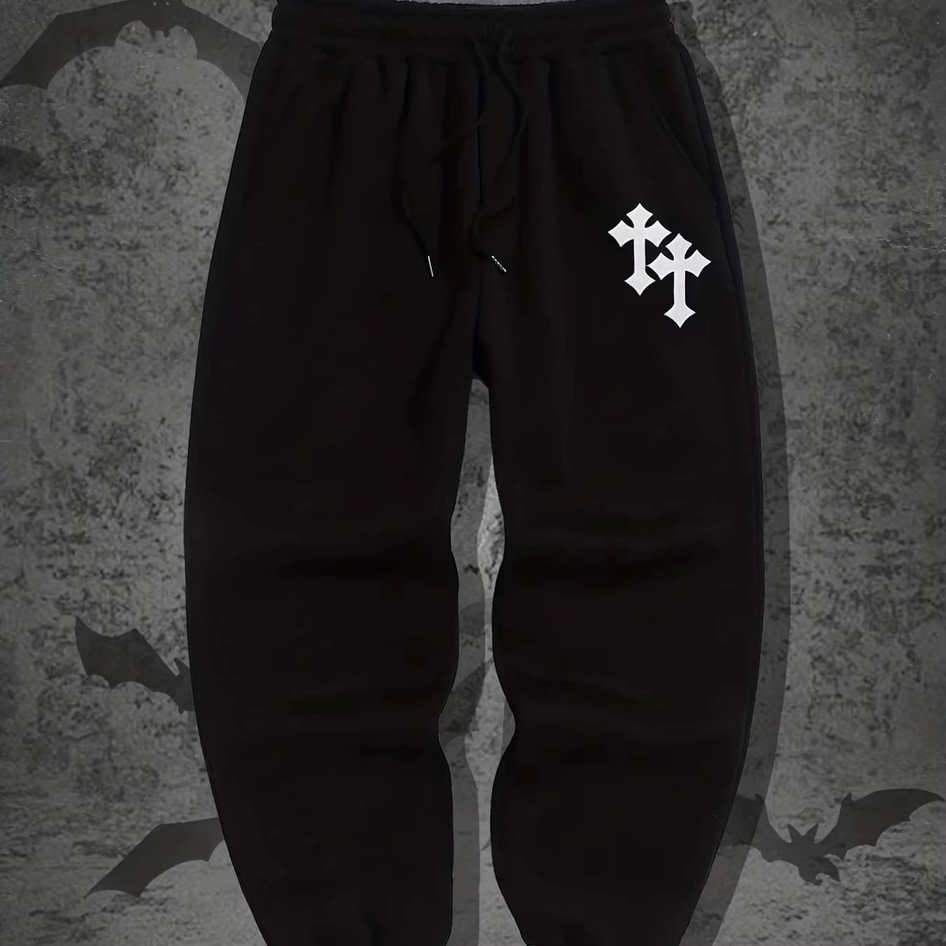 Harajuku hip-hop men's printed pants  Y2K Gothic casual leggings  sporty fashion  streetwear