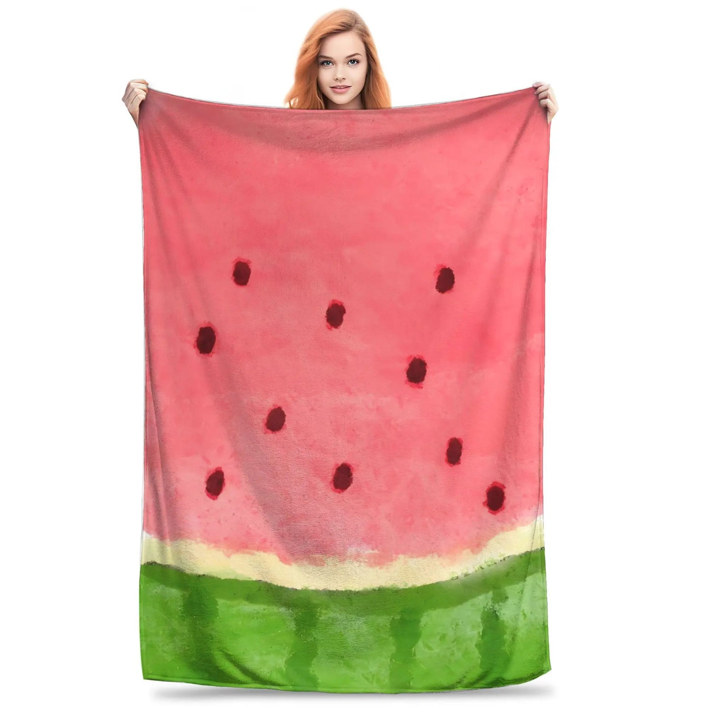 Watermelon Seeds Cute Background Flannel Throw Blanket Soft Warm Spring Cover for Bedroom Bedspread Sofa Bedding for Kids Boys G