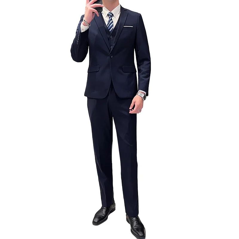 Suit Outdoor Breathable (Blazer+ Vest + Pants) Men's Fashion Business Korean Wedding Casual Business Wear Elegant Man Suit 6XL