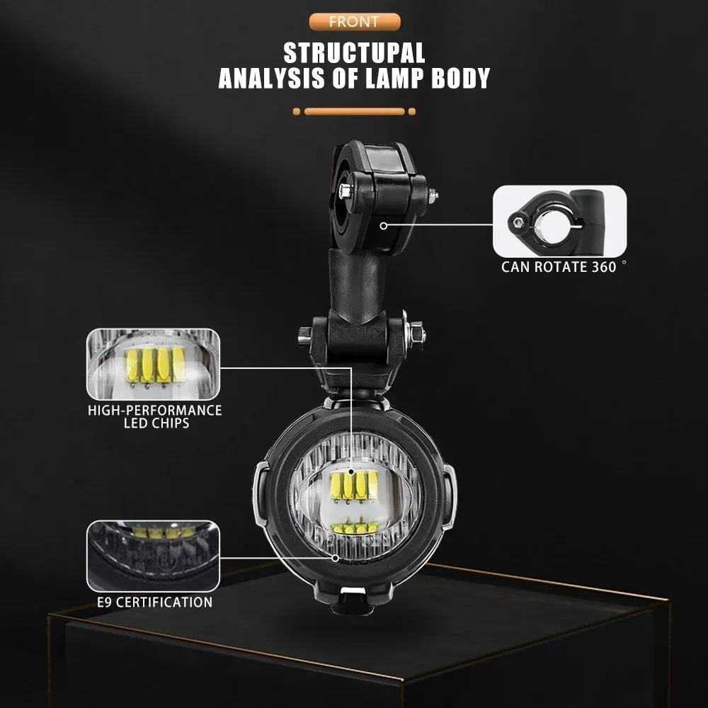 Motorcycle LED Auxiliary Headlight  Fog Light Protector For BMW R1200GS LC R1250GS Adventure R1250RT R1200RT R1250RS