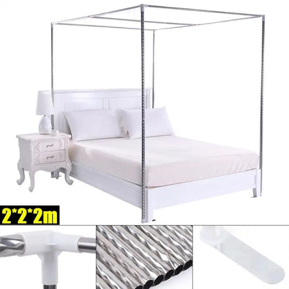 Detachable Mosquito Net Frame?Silver Rust-proof Stainless Steel Bedding Canopy Frame?for 4 Corner Bed for Twin/Full Size Bed