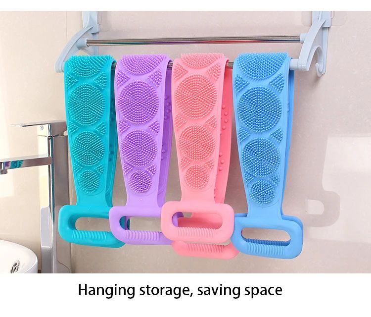 Esponjas corporais de silicone, escovas, toalhas de banho, esfoliantes, esfoliantes para as costas, massagem, cinto de banho, escovas estendidas para limpeza da pele