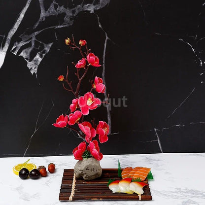 Bandeja de prato para frutos do mar, Barco de Sushi, Plantas de Flores Decorativas, Concepção Artística, Pequeno Ornamento Decorativo, Flor de Pêssego Criativa