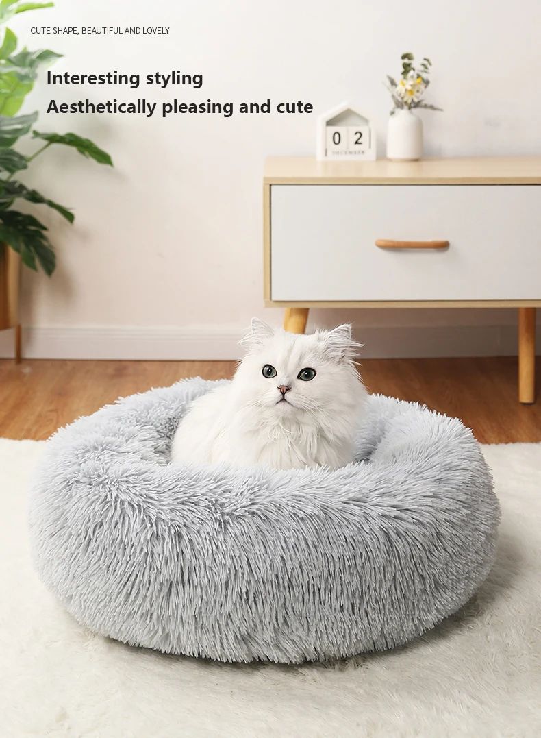 40-70cm Casa Ninho de Pelúcia Super Macio e Quente para Animais de Estimação Removível e Lavável Cama Redonda para Cães e Gatos Casa Quente de Inverno para Dormir