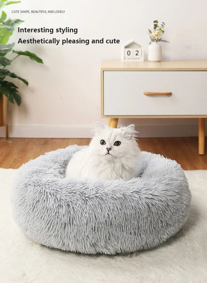 40-70cm Casa Ninho de Pelúcia Super Macio e Quente para Animais de Estimação Removível e Lavável Cama Redonda para Cães e Gatos Casa Quente de Inverno para Dormir
