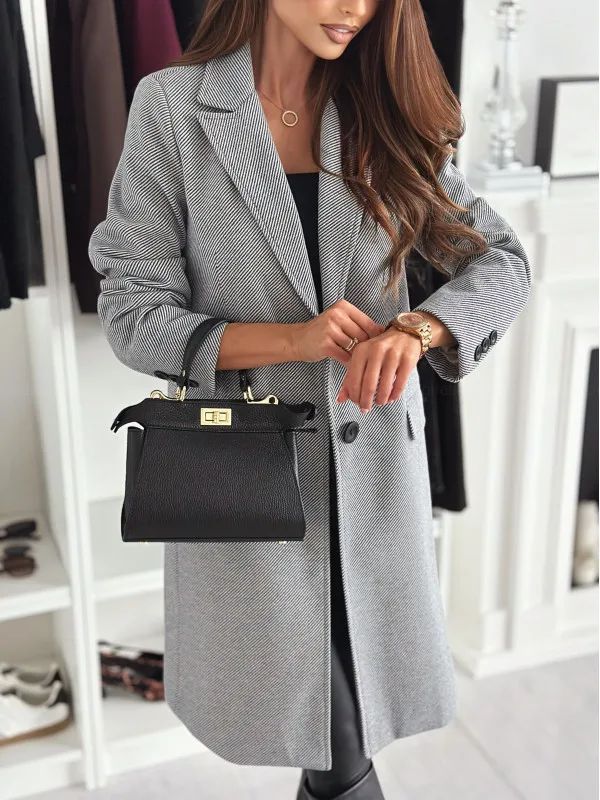 Hot Sale Of The Season Autumn Winter Simple Long Sleeve Solid Color Single Button Woolen Coat Women's Fashionable Elegant Outerw