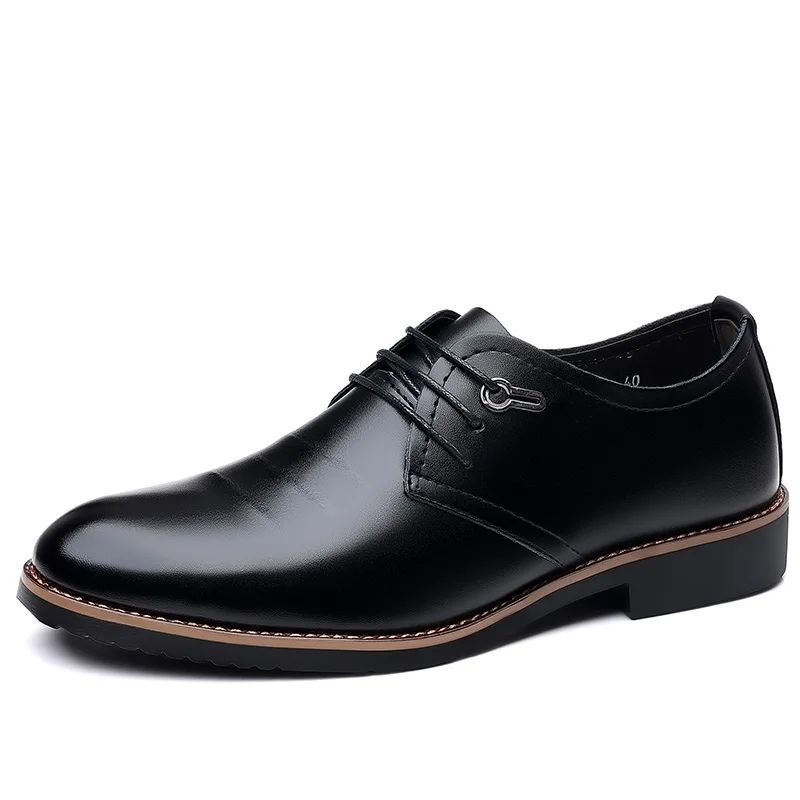 High Quality Leather Formal Men Dress Shoes Breathable Mens Casual Shoes Italian Luxury Brand Lace-Up Non-slip Men Driving Shoes