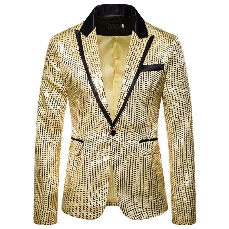 New Fashion Black Sequin Mens Shiny Suit Jacket One Button Blazer For Male Nightclub Singers Stage Dress Blazers Chaqueta Hombre