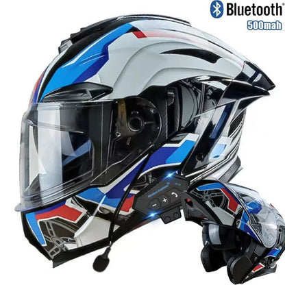 Capacete Articulado de Moto com Bluetooth Lente Dupla Off-road Capacete de Corrida Cascos para Moto Capacete de Moto Aprovado pelo DOT Para BMW