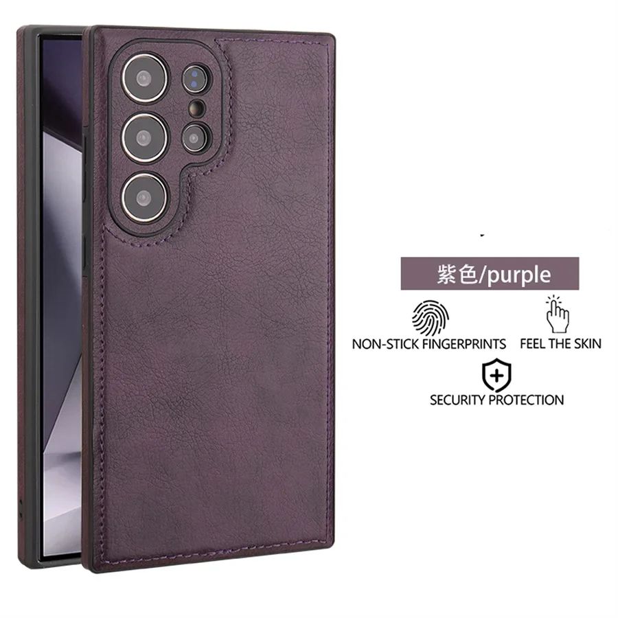 Capa de couro PU vintage de luxo para Samsung S25 Ultra S24 Plus S23 S22 S24Ultra, fina, à prova de choque, com para-choque macio