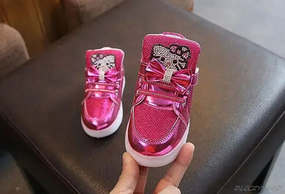 New Disney Children Luminous Shoes Boys Girls Hello Kitty Shoes Flashing Lights Fashion Sneakers Toddler Little Kid LED Sneakers
