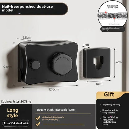 Invisible clothesline, indoor non perforated balcony, invisible retractable clothesline, bathroom clothesline, steel wire rope