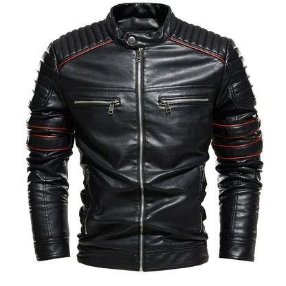 Streetwear Biker Jacket Coat Fashion Men Leather Jacket Slim Fit Autumn Winter Coat Men Fur Lined Men Motorcycle New Jacket