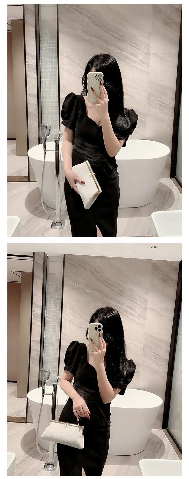 Women Retro Black Velvet Evening Clutch Bag Glitter Rhinestone Buckle Banquet Party Ladies Handbag Purse with Chain