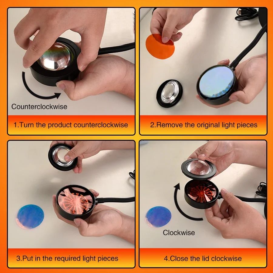 USB Sunset Lamp Sunset Projector Mood Light Living Room Bedroom Night Light Indoor Decor Bar Atmosphere Photography Background