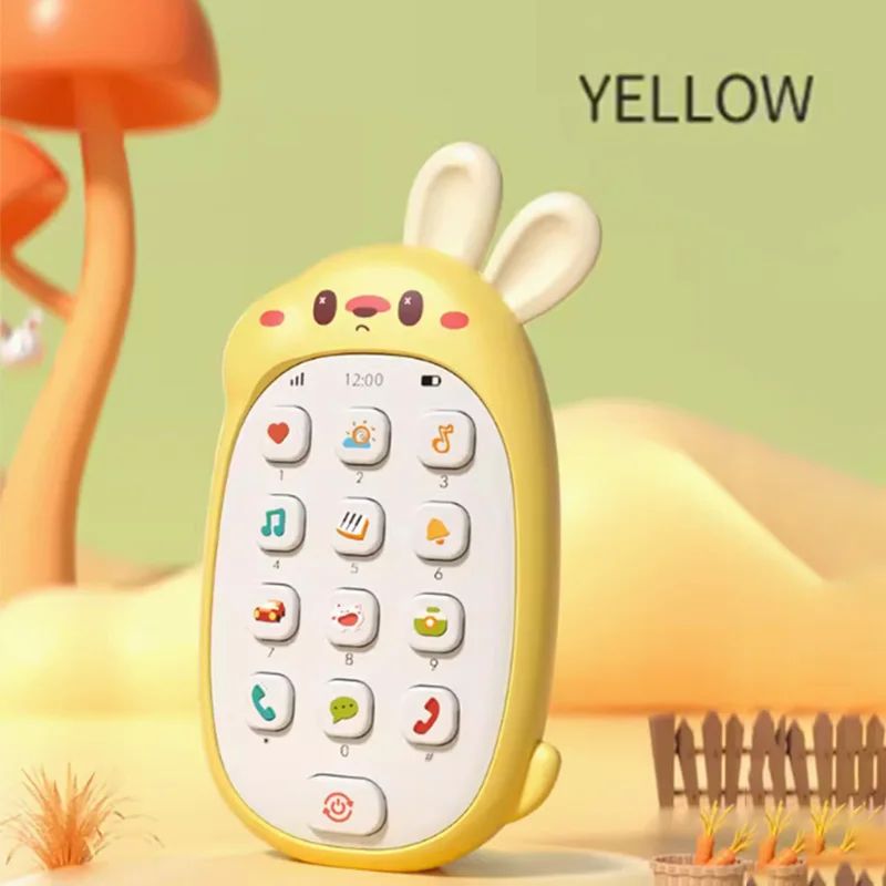 Telefone de brinquedo para bebês, atóxico e inodoro, com música multifuncional, brinquedo infantil de coelho, sem bateria