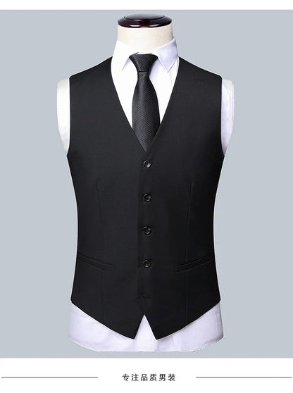 High quality Men Solid color Business - stylish handsome groom best man wedding dress 3/2/1 Single piece optional