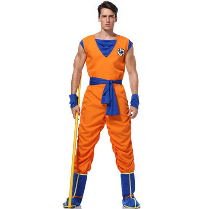 Halloween  Adult Man Halloween Japanese Anime Son Goku Cosplay Costume Superheroes Role Play Orange Jumpsuit Fancy Dress Up