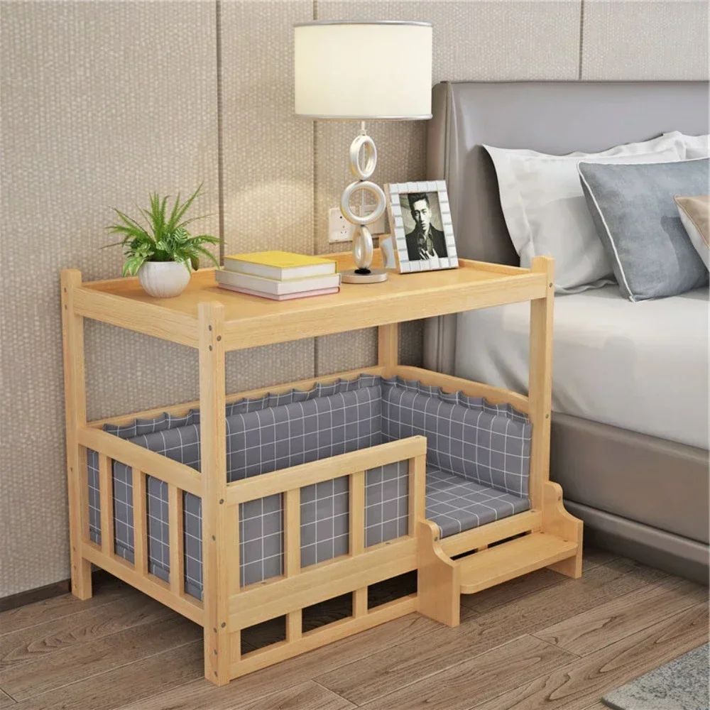Cama de cachorro de madeira com design simples que pode ser usada como mesa de cabeceira, casinha de cachorro para todas as estações, proteção ambiental, cama de animal de estimação prática