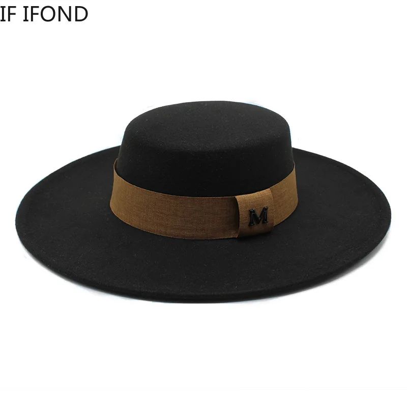 Fedora Hat Men Momen Solid 10CM Wide Brim Derby Top Hats Fashion Black Vintage Trilby Felt Hat