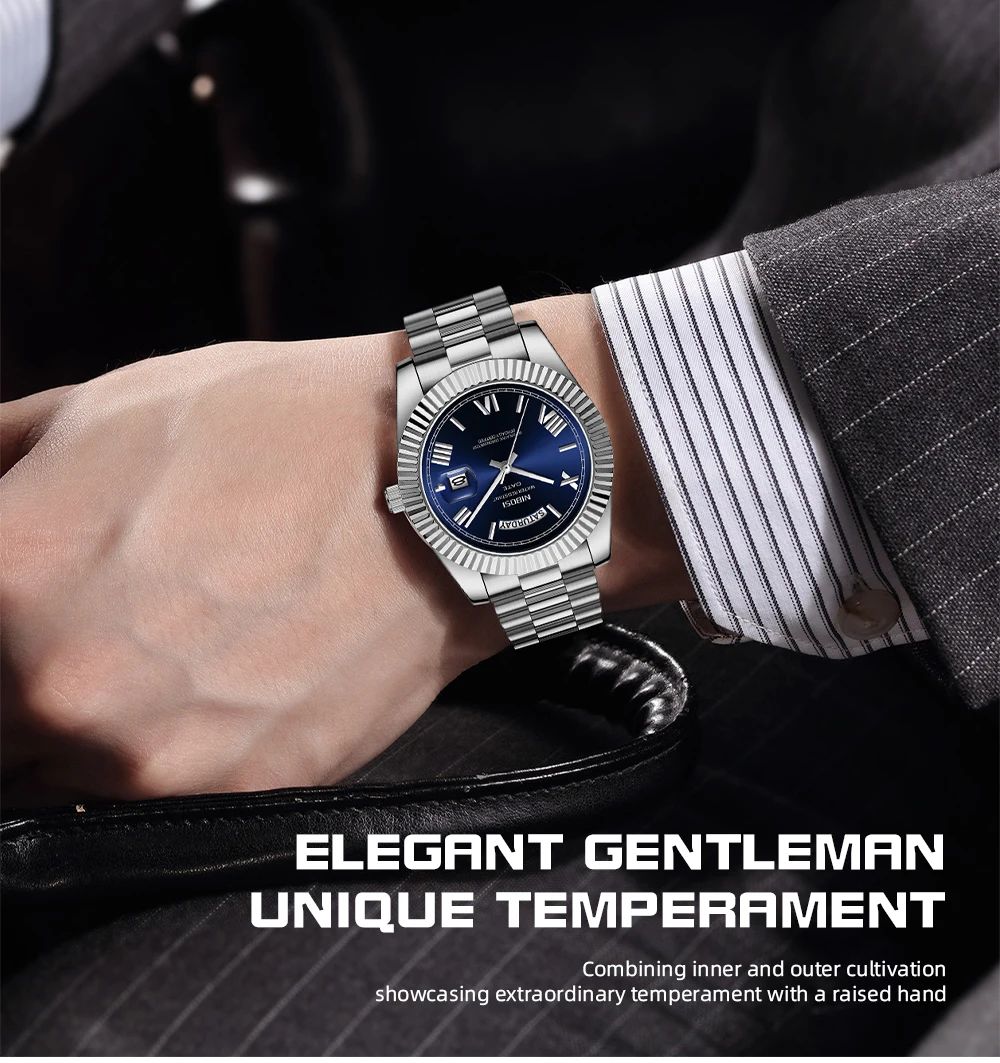 NIBOSI Brand Original Stainless Steel Quartz Watches For Men Luxury Date Display Luminous Fashion Men's Watch relogios masculino