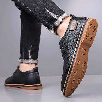 Men's Solid-Color Striped Business Formal Shoe Fashionable And Comfortable Oxford Shoe New Autumn Winter Casual Dress Party Shoe