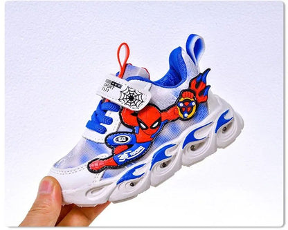 Disney Fashion Spiderman Baby Boys Spring/Autumn Lighted Trendy Kids Boy Sports Casual Children's Sneakers