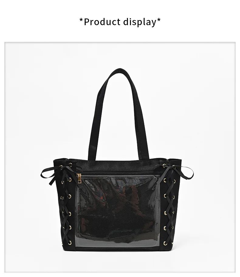 Japanese Kawaii Girls Itabag Large Capacity PU Leather Shoulder Bag Bow Ribbon Lolita JK Handbags Ita Bag Y2K Handbags Purse