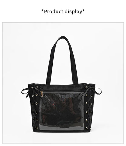 Japanese Kawaii Girls Itabag Large Capacity PU Leather Shoulder Bag Bow Ribbon Lolita JK Handbags Ita Bag Y2K Handbags Purse