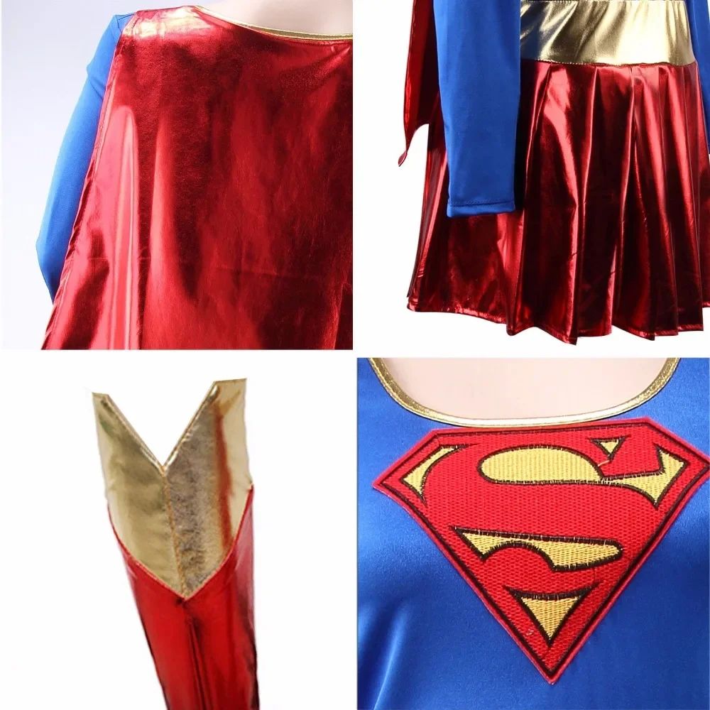 Women Super Girl Superhero Superwomen Costume Fancy Dress Outfit Party Halloween Superwomen Costume Fancy Dress