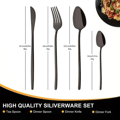 8 Garfos de Jantar Pretos Talheres Aço Inoxidável 18/10 Utensílios de Cozinha Ocidentais Conjunto de Garfos para Restaurante