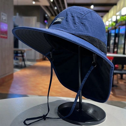 1 Boné Bucket Aba Larga com Proteção de Pescoço Impermeável e Secagem Rápida Panama para Mulheres Homens Pesca Acampamento Caminhada Viagem Outono