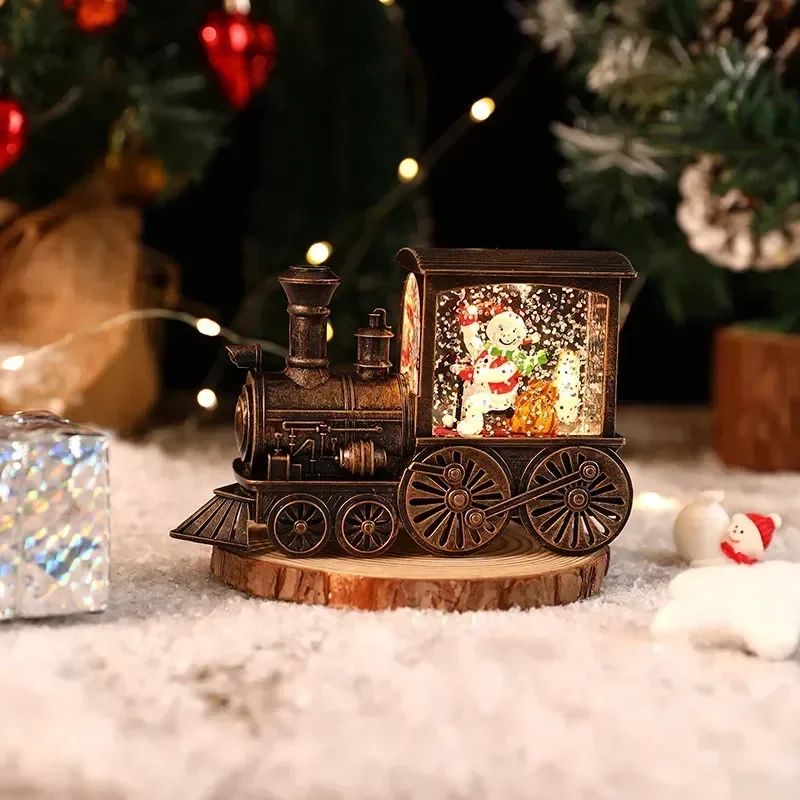 2026 Christmas Gift Christmas Crystal Ball Ornaments LED Lights Train Santa Claus Merry Christmas Decoration for Home Party Xmas
