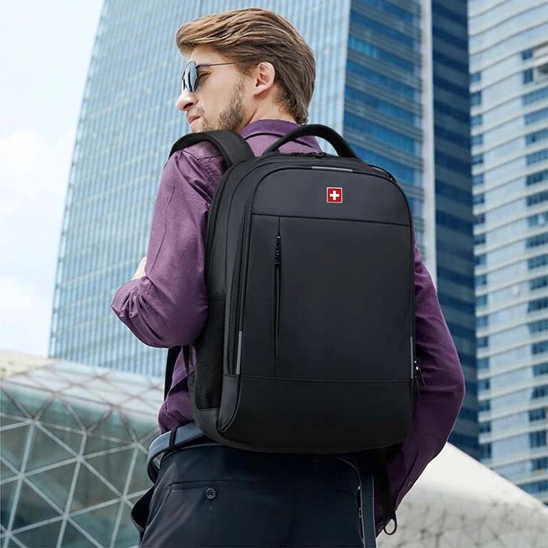 Mochila SWISS MILITARY Masculina para Notebook Negócios Viagem Mochila 17 Polegadas Fashion Escolar Impermeável USB Grande Capacidade mochila