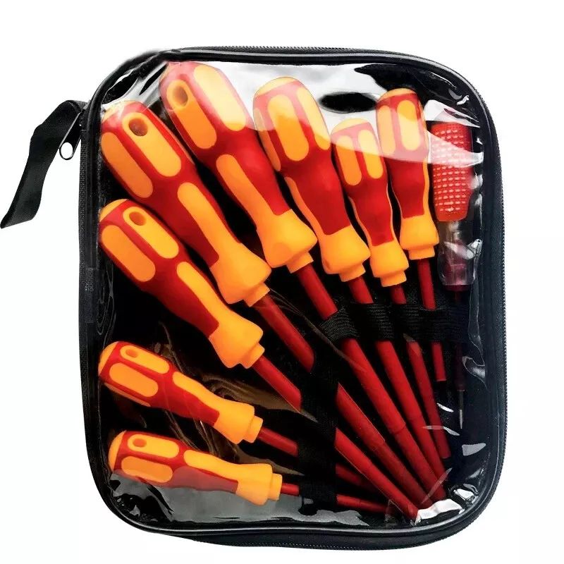 ESPLB 9pcs Insulated Screwdriver Strong Magnetic PP+TPR Handle CR-V Phillips Slotted Pozidriv Torx Screwdriver