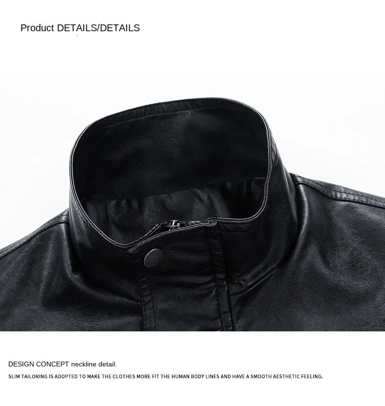 New Retro High Street Versatile Couple Motorcycle Fashionable Breathable Coat Winter Men Handsome Trendy Leather Jacket Comfort