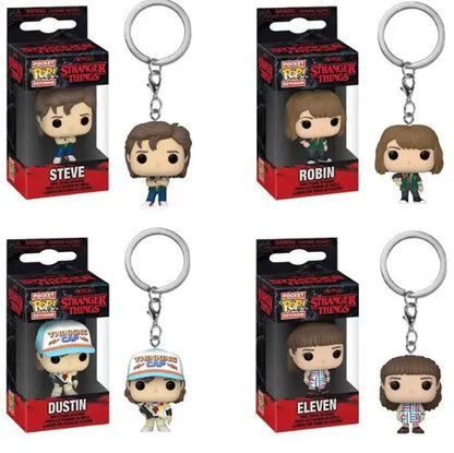 Funko Pop Chaveiro de Bolso Stranger Things Eleven Robin Barb Steve Dustin Chaveiro Brinquedo Modelo Presente para Adultos e Crianças