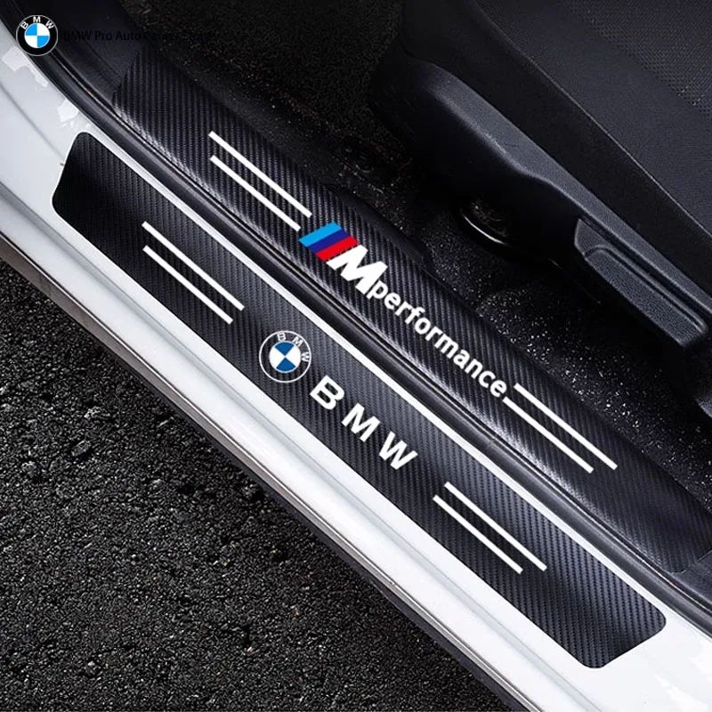 Car Door Automobile Scraper Protection Universal Pedal Protection Sticker Carbon Fiber Grain Automobile Threshold Strip For BMW
