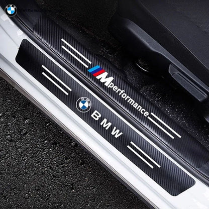 Car Door Automobile Scraper Protection Universal Pedal Protection Sticker Carbon Fiber Grain Automobile Threshold Strip For BMW