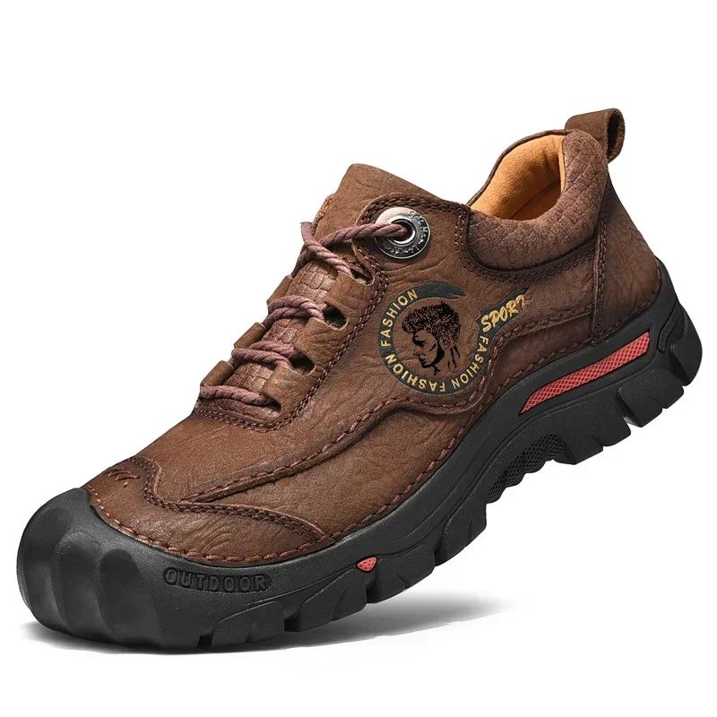 Sapatos Masculinos de Couro Genuíno para Camping, Caminhada, Tênis Esportivo Masculino, Sapatos Casuais de Viagem, Lazer, Caminhada, Escalada