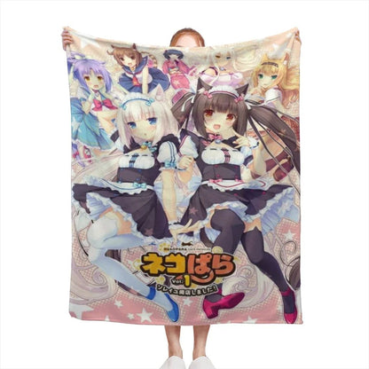 Anime Nekoparas Kawaii Cute Comfortable Flanne Blanket Soft comforter sets throw for Couch Warm Flannel Blankets Bedroom Décor