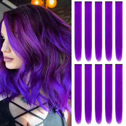 Red Hair Extensions Clip in, Colored Party Highlights Extension for Kids Girls Synthetic Hairpiece Straight 22 inch good 2026